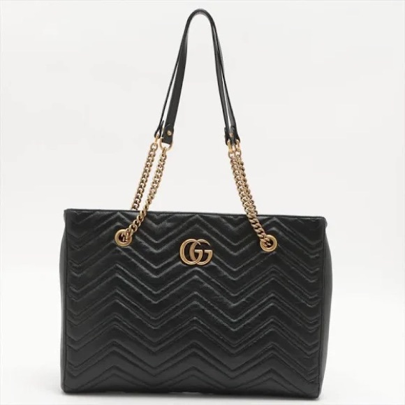 Gucci Handbags - Gucci GG Marmont Leather Chain Tote
